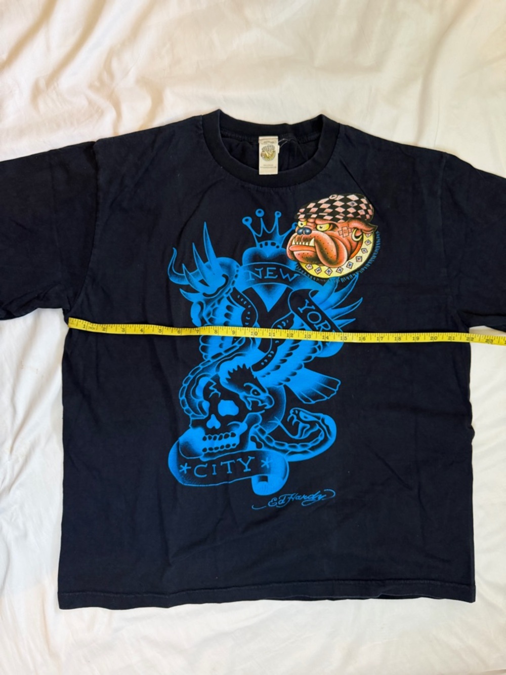 Ed Hardy Black T-Shirt with Blue and Orange Graphic - Picture 3 of 7